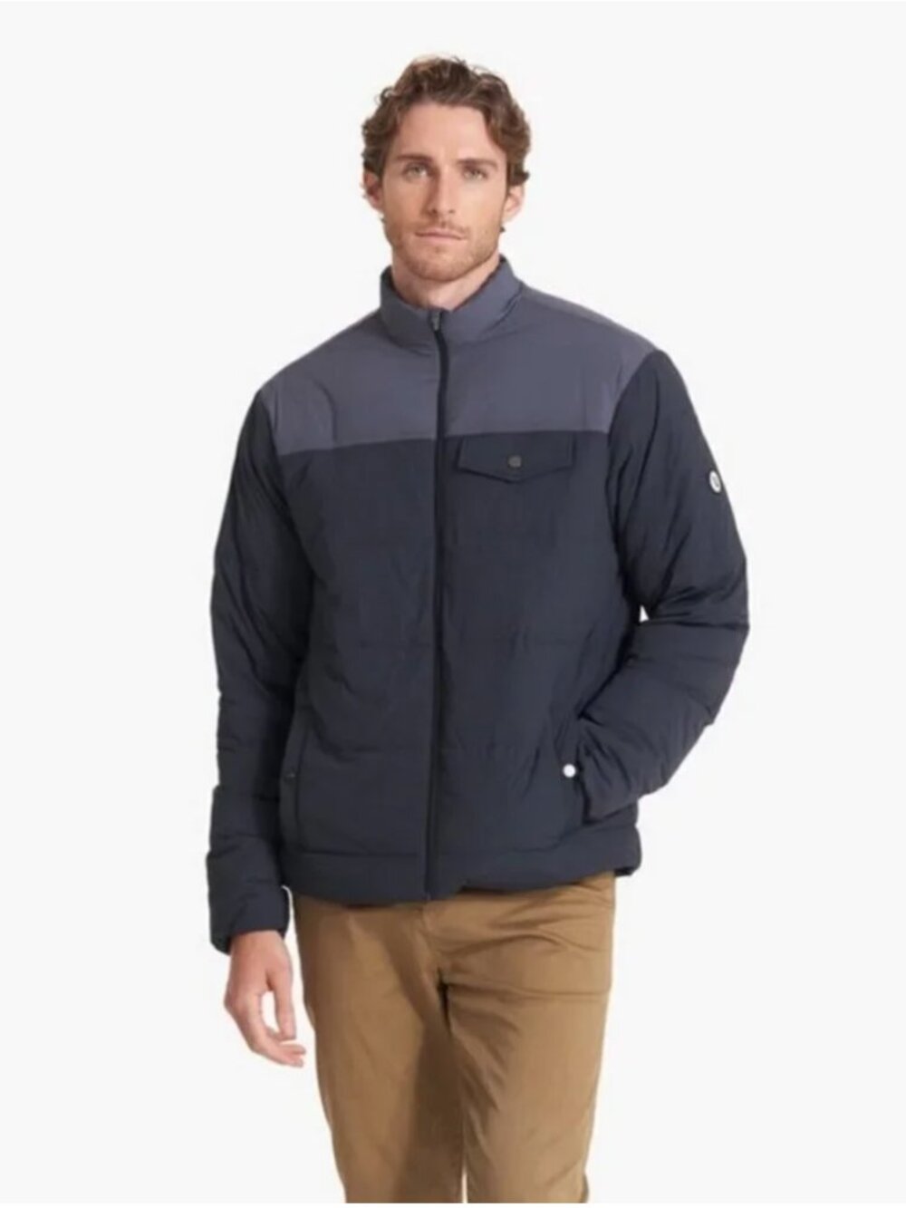 Vuori Meysan Down Jacket in Color Block Navy and Gray - Size M